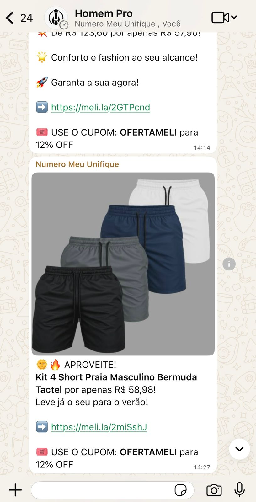 Ofertas do grupo Homem Pro